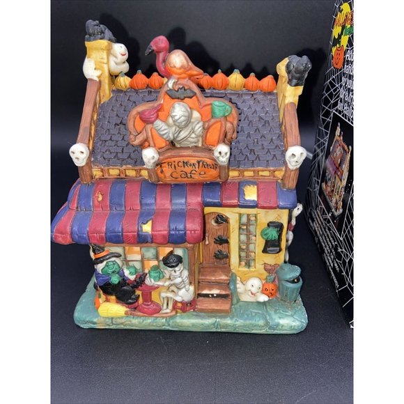 Halloween Harvest Trick or Treat Cafe Lighted Porcelain House - Picture 7 of 16